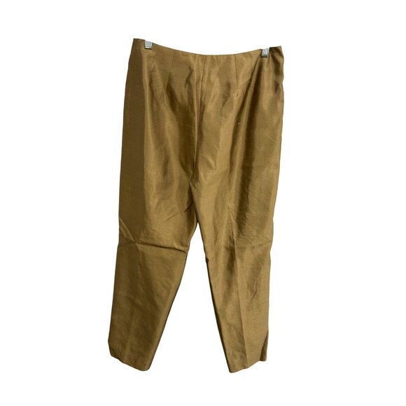 Silkland Womens Embroidered Silk Pants Size 10 Gold Floral Design - Picture 2 of 8
